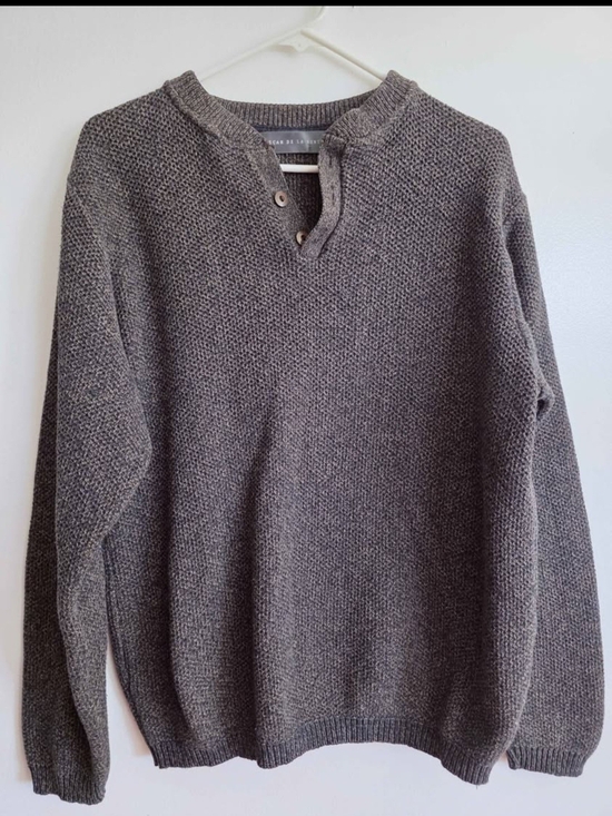 Oscar de la Renta Other - Oscar de la Renta Men's Charcoal Gray Crewneck Henley Sweater